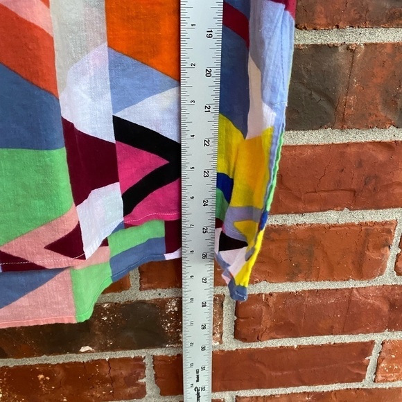 Plenty By Tracy Reese Womens XS Multicolor Geometric Pullover Pintuck Top - Picture 8 of 10